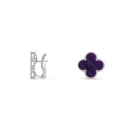[Favorite]15MM CLOVER FLOWER STUD EARRINGS WHITE GOLD COLLECTION