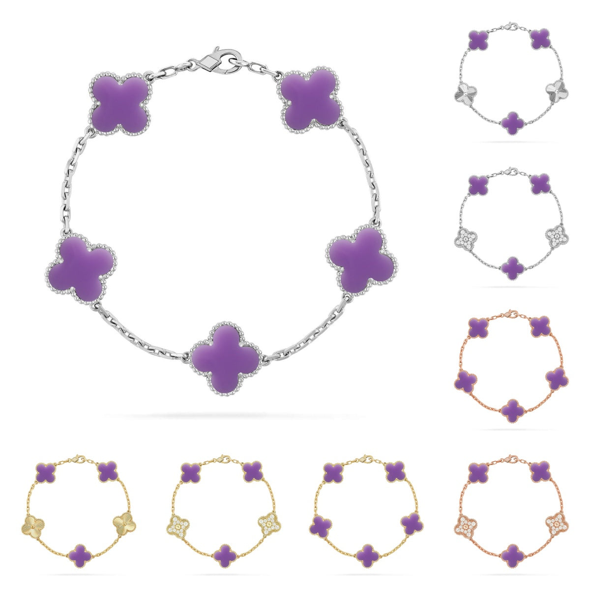 [Favorite]LUCKY CLOVER 5-MOTIF BRACELET - LAVENDER COLLECTION