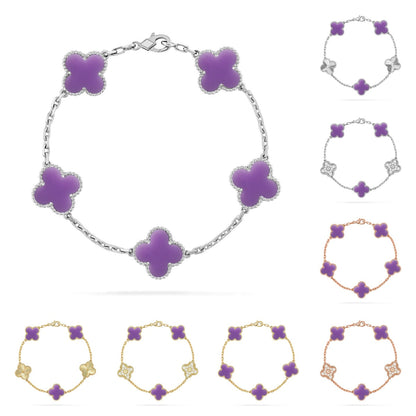 [Favorite]LUCKY CLOVER 5-MOTIF BRACELET - LAVENDER COLLECTION
