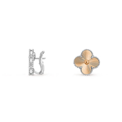 [Favorite]15MM CLOVER FLOWER STUD EARRINGS WHITE GOLD COLLECTION