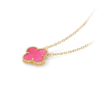 [Favorite] NEW CLOVER 15MM PINK ENAMEL NECKLACE