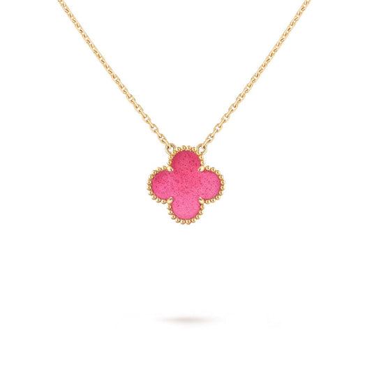 [Favorite] NEW CLOVER 15MM PINK ENAMEL NECKLACE