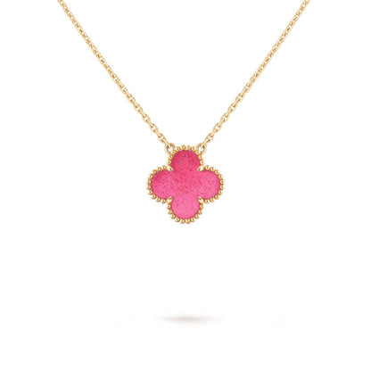 [Favorite] NEW CLOVER 15MM PINK ENAMEL NECKLACE