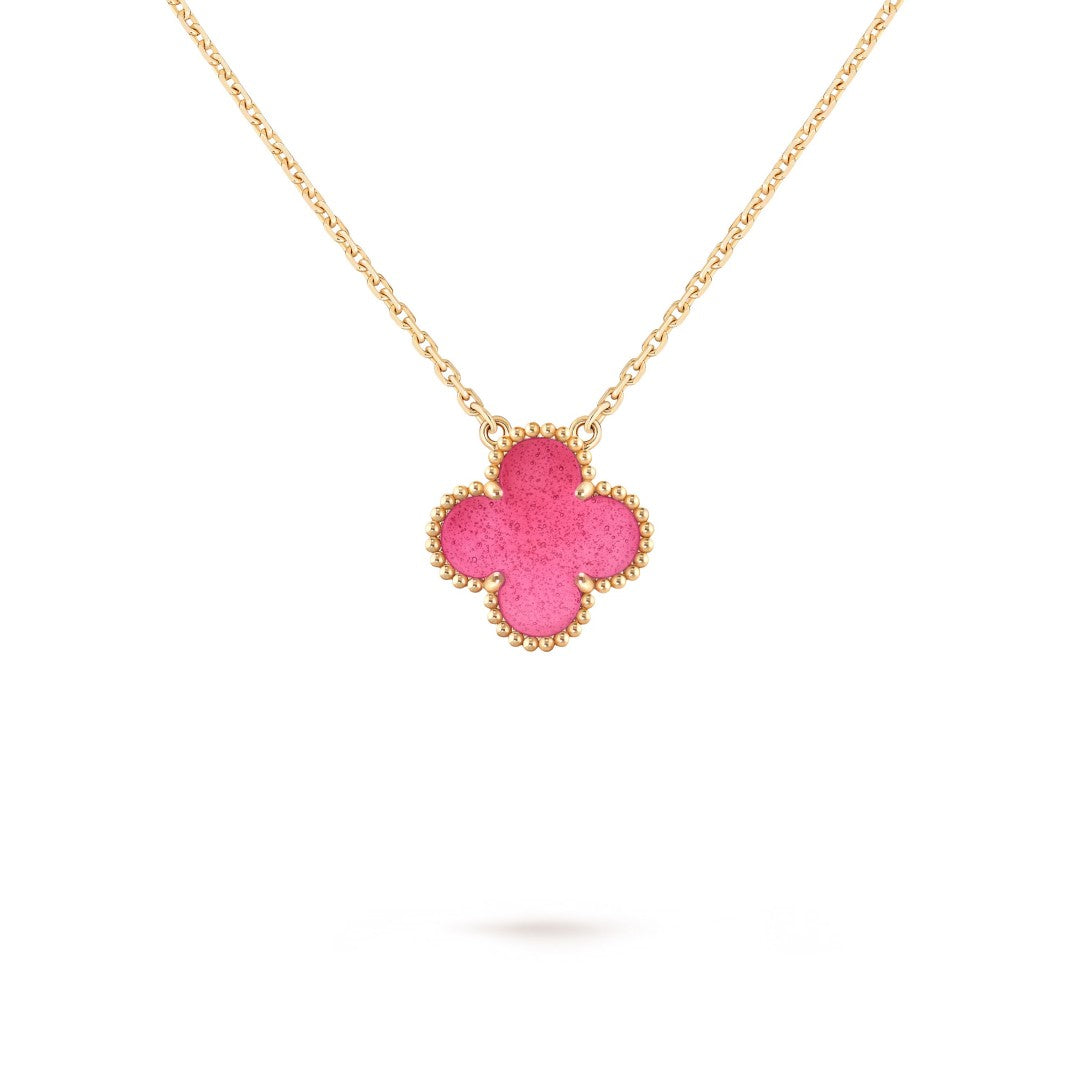 [Favorite] NEW CLOVER 15MM PINK ENAMEL NECKLACE