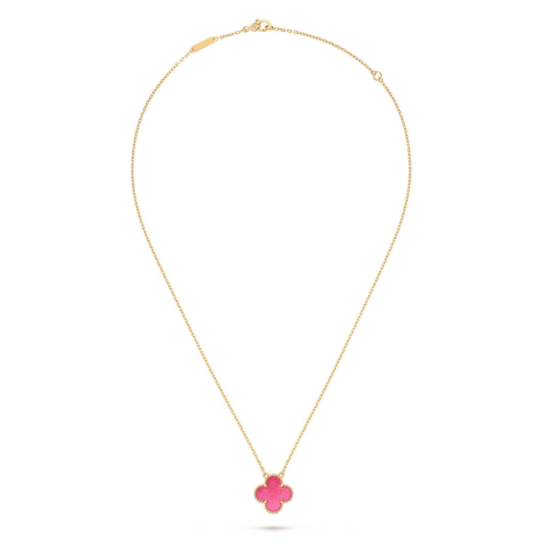 [Favorite] NEW CLOVER 15MM PINK ENAMEL NECKLACE