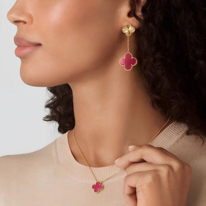 [Favorite] NEW CLOVER 15MM PINK ENAMEL NECKLACE
