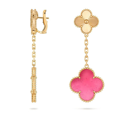 [Favorite]NEW CLOVER 2 MOTIF PINK ENAMEL EARRINGS
