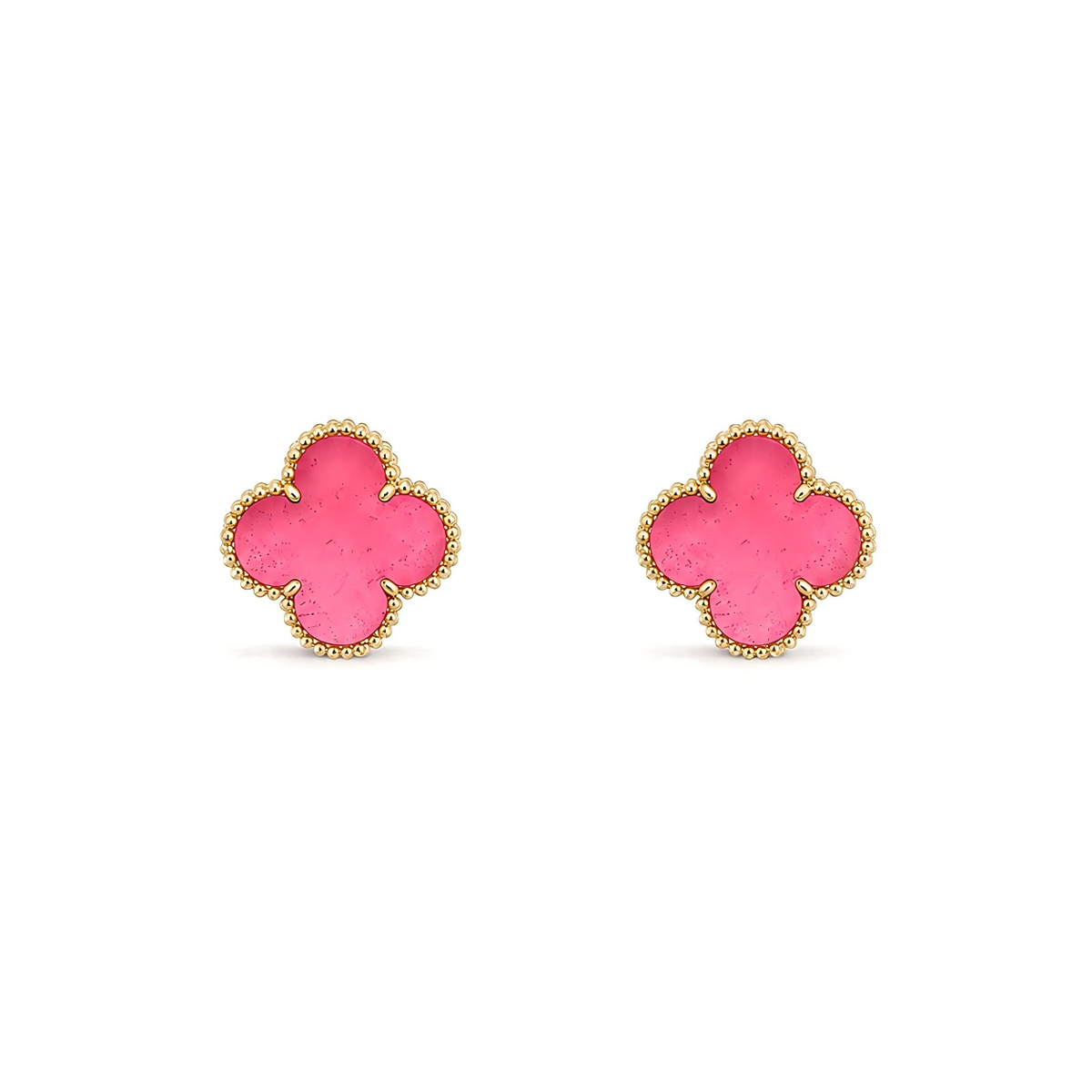 [Favorite]NEW CLOVER 15MM PINK ENAMEL STUD EARRINGS