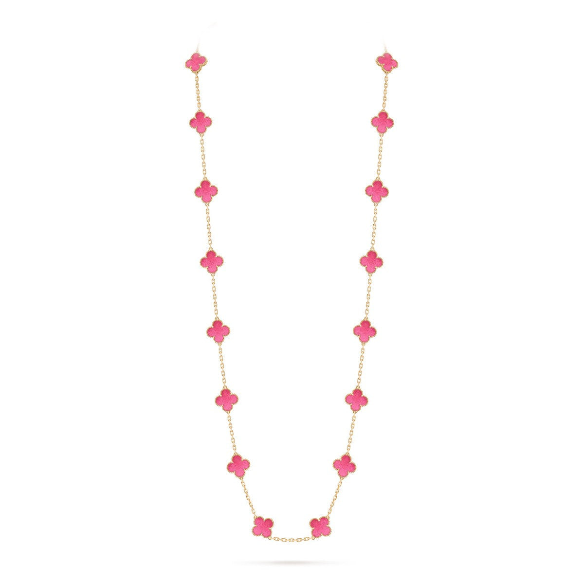 [Favorite] NEW CLOVER 20 MOTIFS PINK ENAMEL NECKLACE