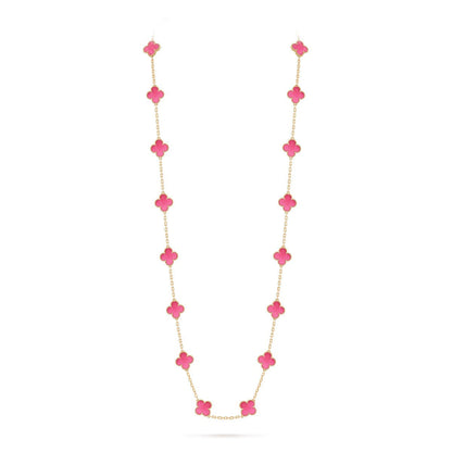 [Favorite] NEW CLOVER 20 MOTIFS PINK ENAMEL NECKLACE