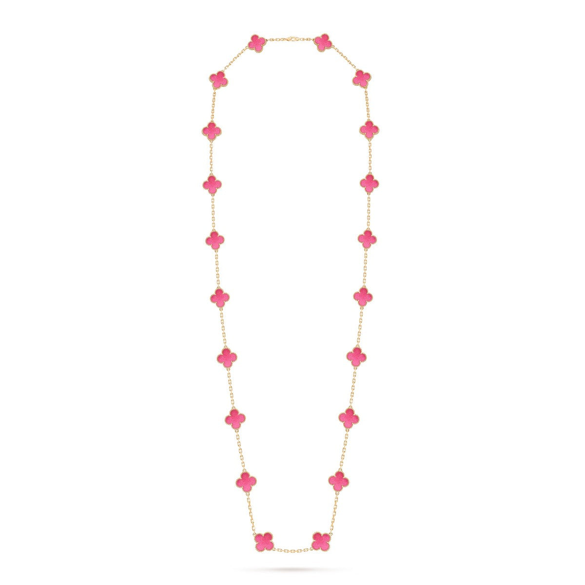 [Favorite] NEW CLOVER 20 MOTIFS PINK ENAMEL NECKLACE