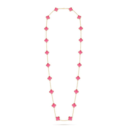 [Favorite] NEW CLOVER 20 MOTIFS PINK ENAMEL NECKLACE