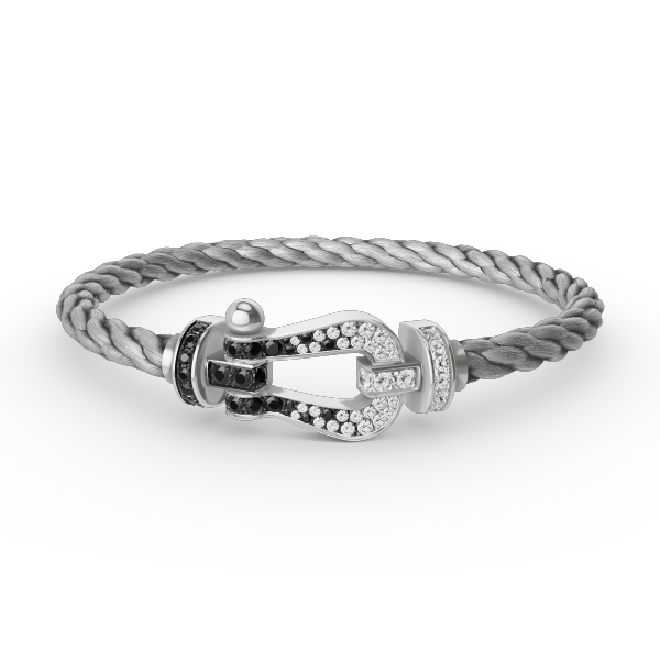 [Favorite]FORCE LARGE HORSESHOE BLACK & WHITE DIAMOND BRACELET - WHITE GOLD
