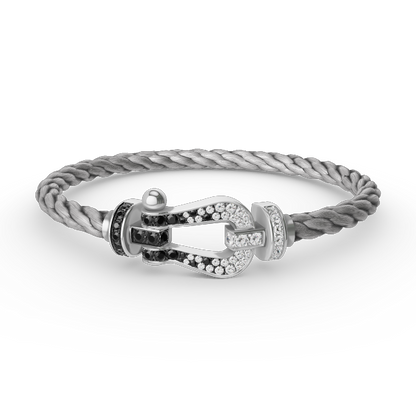 [Favorite]FORCE LARGE HORSESHOE BLACK & WHITE DIAMOND BRACELET - WHITE GOLD