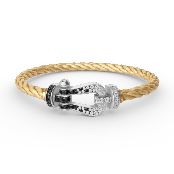 [Favorite]FORCE LARGE HORSESHOE BLACK & WHITE DIAMOND BRACELET - WHITE GOLD