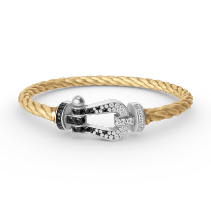[Favorite]FORCE LARGE HORSESHOE BLACK & WHITE DIAMOND BRACELET - WHITE GOLD
