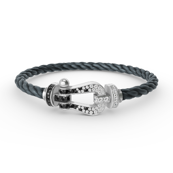 [Favorite]FORCE LARGE HORSESHOE BLACK & WHITE DIAMOND BRACELET - WHITE GOLD