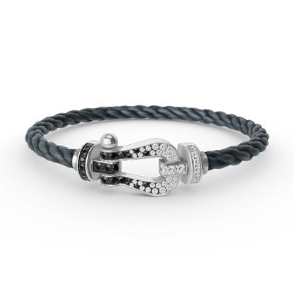 [Favorite]FORCE LARGE HORSESHOE BLACK & WHITE DIAMOND BRACELET - WHITE GOLD