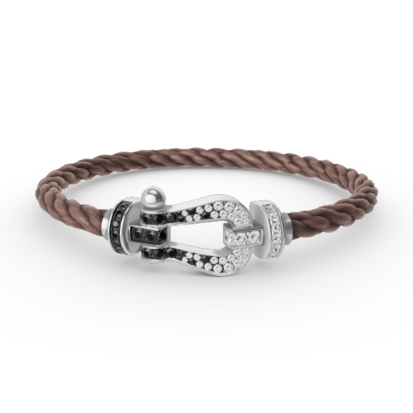 [Favorite]FORCE LARGE HORSESHOE BLACK & WHITE DIAMOND BRACELET - WHITE GOLD