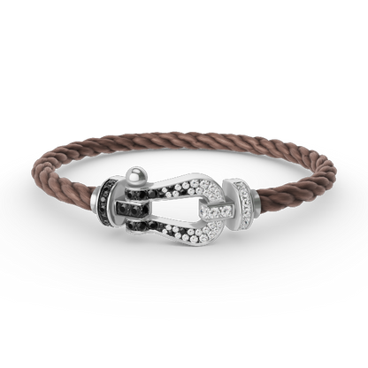 [Favorite]FORCE LARGE HORSESHOE BLACK & WHITE DIAMOND BRACELET - WHITE GOLD