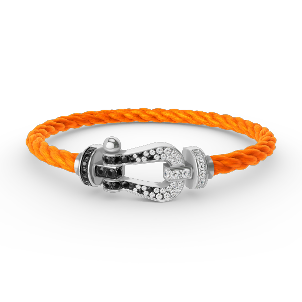 [Favorite]FORCE LARGE HORSESHOE BLACK & WHITE DIAMOND BRACELET - WHITE GOLD