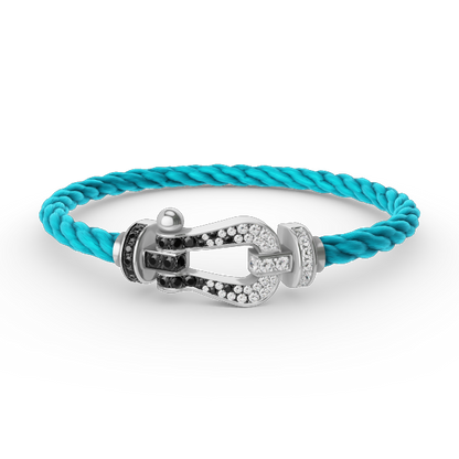 [Favorite]FORCE LARGE HORSESHOE BLACK & WHITE DIAMOND BRACELET - WHITE GOLD