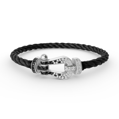 [Favorite]FORCE LARGE HORSESHOE BLACK & WHITE DIAMOND BRACELET - WHITE GOLD