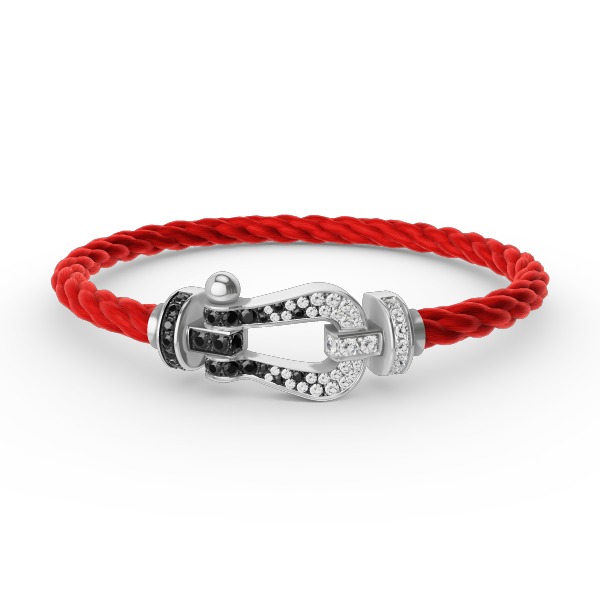 [Favorite]FORCE LARGE HORSESHOE BLACK & WHITE DIAMOND BRACELET - WHITE GOLD