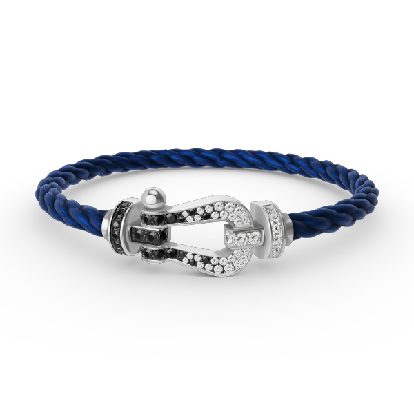 [Favorite]FORCE LARGE HORSESHOE BLACK & WHITE DIAMOND BRACELET - WHITE GOLD