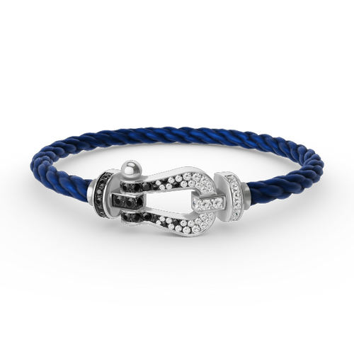 [Favorite]FORCE LARGE HORSESHOE BLACK & WHITE DIAMOND BRACELET - WHITE GOLD