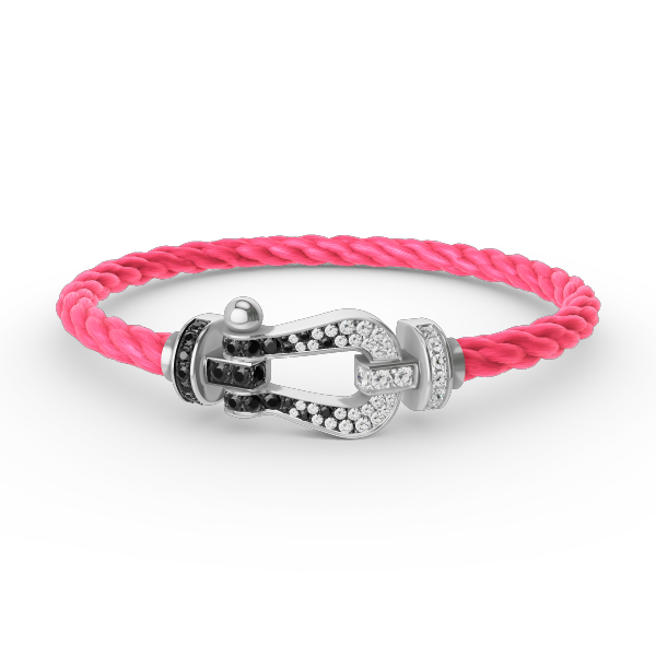 [Favorite]FORCE LARGE HORSESHOE BLACK & WHITE DIAMOND BRACELET - WHITE GOLD