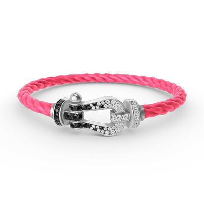 [Favorite]FORCE LARGE HORSESHOE BLACK & WHITE DIAMOND BRACELET - WHITE GOLD