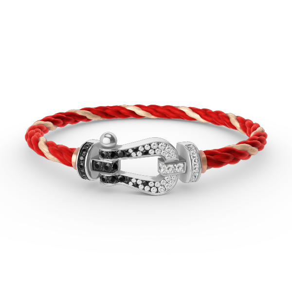 [Favorite]FORCE LARGE HORSESHOE BLACK & WHITE DIAMOND BRACELET - WHITE GOLD