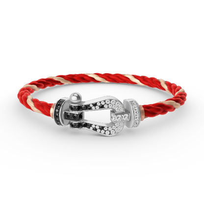 [Favorite]FORCE LARGE HORSESHOE BLACK & WHITE DIAMOND BRACELET - WHITE GOLD