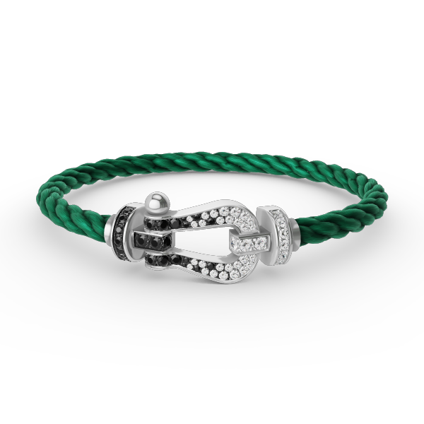 [Favorite]FORCE LARGE HORSESHOE BLACK & WHITE DIAMOND BRACELET - WHITE GOLD
