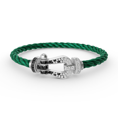 [Favorite]FORCE LARGE HORSESHOE BLACK & WHITE DIAMOND BRACELET - WHITE GOLD