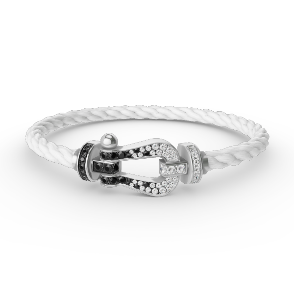 [Favorite]FORCE LARGE HORSESHOE BLACK & WHITE DIAMOND BRACELET - WHITE GOLD
