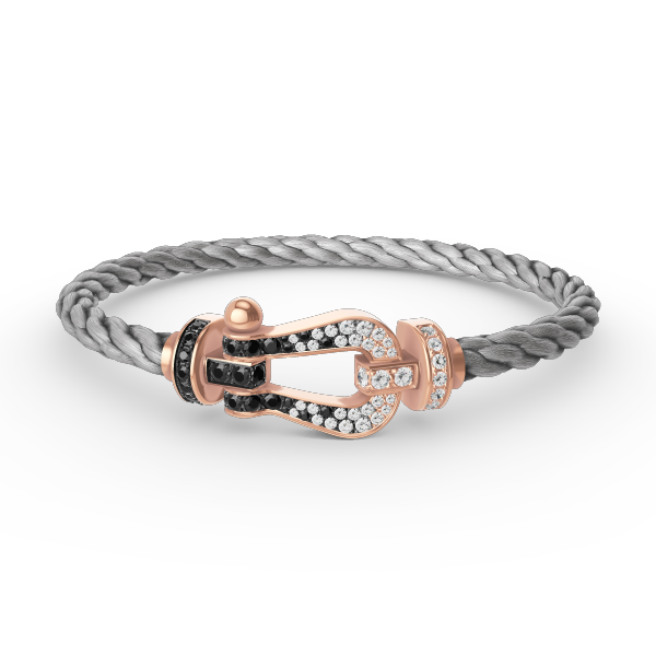 [Favorite]FORCE LARGE HORSESHOE BLACK & WHITE DIAMOND BRACELET - ROSE GOLD
