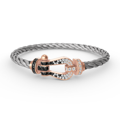 [Favorite]FORCE LARGE HORSESHOE BLACK & WHITE DIAMOND BRACELET - ROSE GOLD