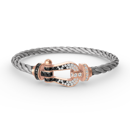 [Favorite]FORCE LARGE HORSESHOE BLACK & WHITE DIAMOND BRACELET - ROSE GOLD