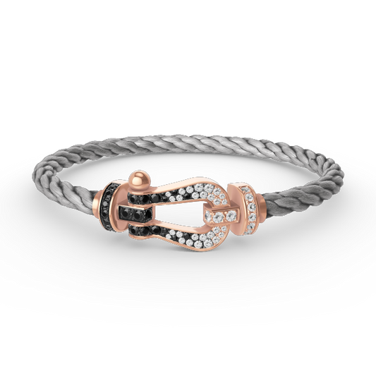[Favorite]FORCE LARGE HORSESHOE BLACK & WHITE DIAMOND BRACELET - ROSE GOLD