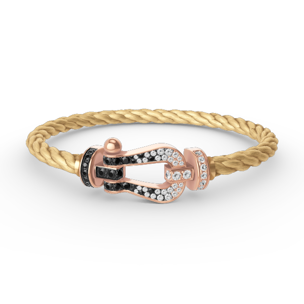 [Favorite]FORCE LARGE HORSESHOE BLACK & WHITE DIAMOND BRACELET - ROSE GOLD