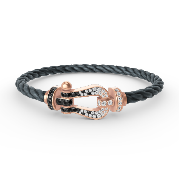 [Favorite]FORCE LARGE HORSESHOE BLACK & WHITE DIAMOND BRACELET - ROSE GOLD