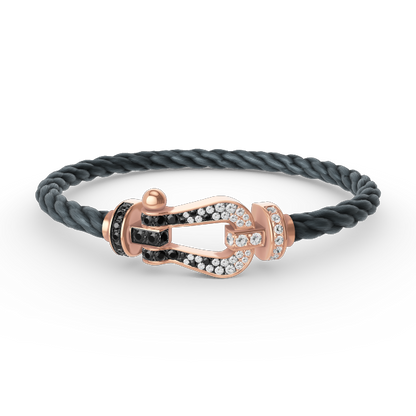 [Favorite]FORCE LARGE HORSESHOE BLACK & WHITE DIAMOND BRACELET - ROSE GOLD
