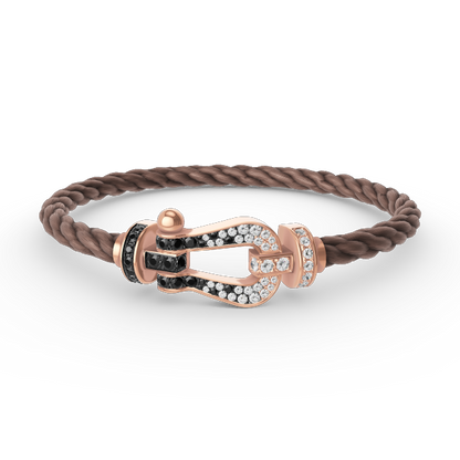 [Favorite]FORCE LARGE HORSESHOE BLACK & WHITE DIAMOND BRACELET - ROSE GOLD