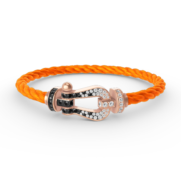 [Favorite]FORCE LARGE HORSESHOE BLACK & WHITE DIAMOND BRACELET - ROSE GOLD
