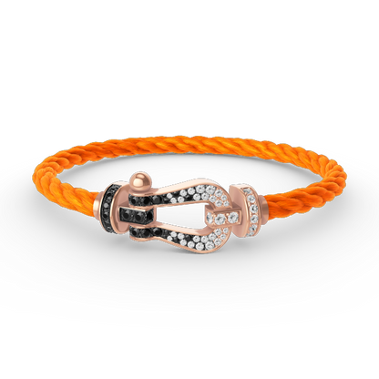 [Favorite]FORCE LARGE HORSESHOE BLACK & WHITE DIAMOND BRACELET - ROSE GOLD