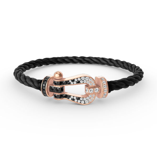 [Favorite]FORCE LARGE HORSESHOE BLACK & WHITE DIAMOND BRACELET - ROSE GOLD