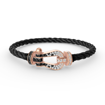 [Favorite]FORCE LARGE HORSESHOE BLACK & WHITE DIAMOND BRACELET - ROSE GOLD