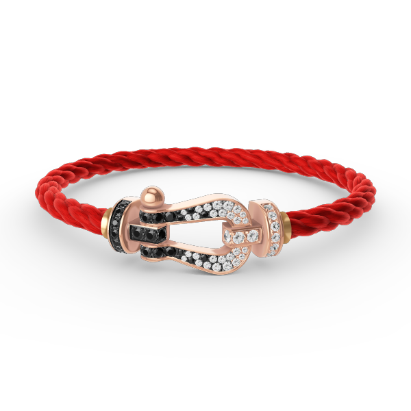 [Favorite]FORCE LARGE HORSESHOE BLACK & WHITE DIAMOND BRACELET - ROSE GOLD